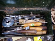 VARIOUS WOOD PLANES, CHISELS AND OTHER TOOLS ETC.