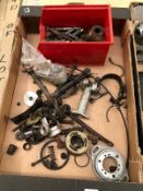 A SMALL COLLECTION OF VINTAGE MOTORCYCLE PARTS.