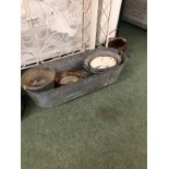 VARIOUS GALVANIZED BATHS, BUCKETS ETC.