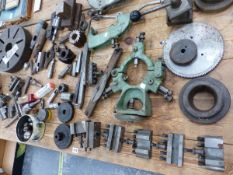 A QUANTITY OF VARIOUS LATHE FITTINGS, POSSIBLY COLCHESTER.