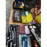 A LARGE QUANTITY OF SOCKET SETS AND OTHER TOOLS.