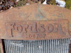 A CAST IRON FORDSON MAJOR RADIATOR AND COWL