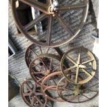 VARIOUS CAST IRON WHEELS.