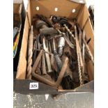 A QUANTITY OF WORKSHOP FILES, LARGE MASONRY BITS AND OTHER TOOLS.
