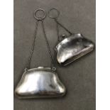 A HALLMARKED SILVER CHANTELAINE PURSE, DATED 1918 CHESTER, AND A FURTHER HALLMARKED EXAMPLE DATED