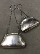 A HALLMARKED SILVER CHANTELAINE PURSE, DATED 1918 CHESTER, AND A FURTHER HALLMARKED EXAMPLE DATED