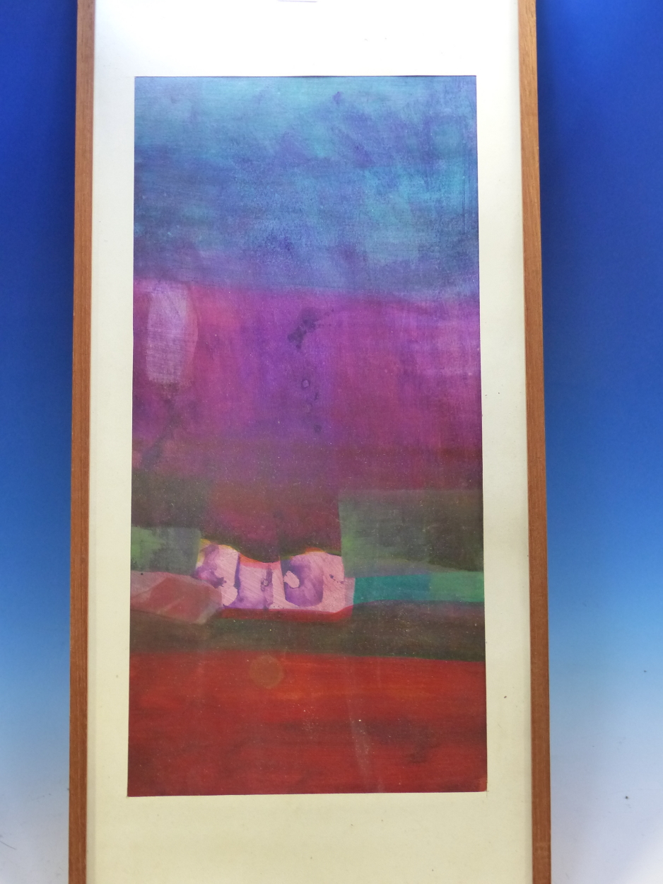 ARTHUR YAP (1943-2006), AN ABSTRACT, GOUACHE, LABELLED VERSO. 50.5 x 24.5cms.