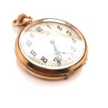 A GOLD PLATED OPEN FACE WALTHAM POCKET WATCH. THE CASE SIGNED WALTHAM , SEVEN JEWELS, USA.