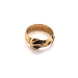 AN VINTAGE 9ct HALLMARKED GOLD AND STONE SET BUCKLE RING. DATED 1967,LONDON. FINGER SIZE J. WEIGHT