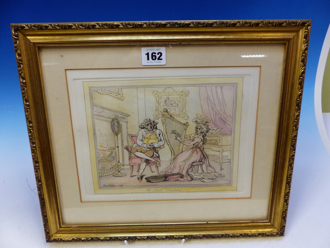 THOMAS ROWLANDSON 1757-1827), THE DULL HUSBAND, THE CARTOON SIGNED IN THE IMAGE AND DATED 1789. 19.5 - Image 7 of 8