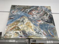 20th/21st. C ABSTRACT OIL PAINTING, SIGNED INDISTINCTLY, UNFRAMED