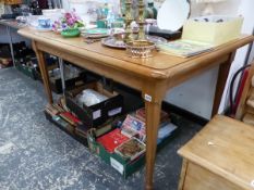 AN INTERESTING MID CENTURY OAK HANDMADE TABLE WITH CARVED SQUIRREL MOTIF TO END.