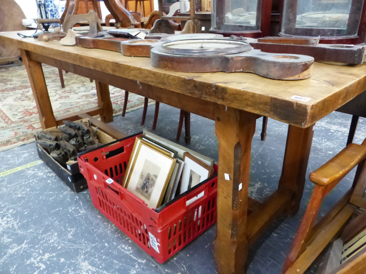 AN OAK REFECTORY TABLES.