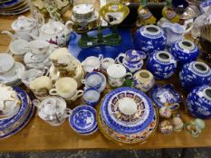 CHINESE BLUE AND WHITE GINGER JARS, A JAPANESE EGGSHELL TEA SERVICE, A CROWN DERBY AND OTHER