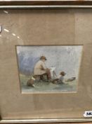 19/20th. C. ENGLISH SCHOOL A PAINTER WITH HIS DOGS TOGETHER WITH OTHER PICTURES AND PAINTINGS AND