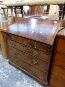 A 19th C. DROP FRONT MAHOGANY BUREAU.