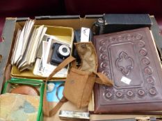 A KODAK FOLDING CAMERA, VARIOUS POSTCARDS, A PHOTO ALBUM ETC.