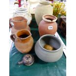 VARIOUS POTTERY JUGS AND VASES.
