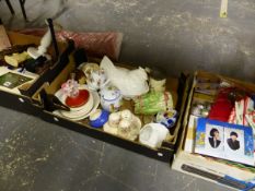 A QUANTITY OF DOMESTIC CERAMICS AND UTENSILS TOGETHER WITH A CARTON OF CHRISTMAS DECORATIONS