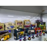 A COLLECTION OF BOXED DIE CAST TOYS BY CORGI, LLEDO AND OTHER TOGETHER WITH 7 ROBERTSONS JAM