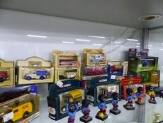 A COLLECTION OF BOXED DIE CAST TOYS BY CORGI, LLEDO AND OTHER TOGETHER WITH 7 ROBERTSONS JAM