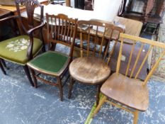 AN ERCOL SIDE CHAIR AND THREE OTHERS VARIOUS.