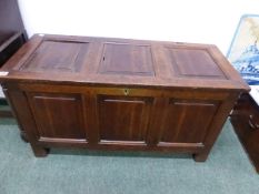 AN 18th C. OAK PANELLED COFFER.