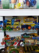 A LARGE COLLECTION OF VINTAGE AND OTHER DIE CAST AND TIN PLATE TOYS, CORGI ETC.