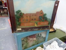 TWO DIORAMAS OR RURAL VILLAGE SCENES, ONE BY GEOFFREY PORTER.