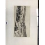 MAY TREMEL, 20th.C ENGLISH SCHOOL, PENCIL SIGNED, LANDSCAPE ETCHING, 20 x 35cms