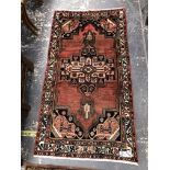 A PERSIAN HAMADAN RUG 176 x 97cms