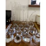 A QUANTITY OF UNUSED KENNETH TURNER TEA LIGHT HOLDERS, AND OTHER GLASS WARES.