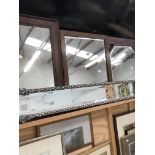 FIVE VINTAGE MIRRORS, SOME WITH BEVELLED PLATES AND A LATER SILVERED FRAME MIRROR, SIZES VARY (6)