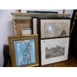 A QUANTITY OF VINTAGE PRINTS AND PICTURES ETC.