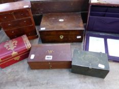 VARIOUS VICTORIAN AND EDWARDIAN WRITING AND JEWELLERY BOXES ETC.