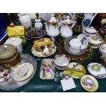 TWO ROYAL ALBERT, OLD COUNTRY ROSES COFFEE POTS, AND VARIOUS CHINA WARES ETC.