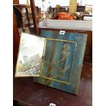 AN EDWARDIAN ARTS MOVEMENT EASEL BACK TRIPLE FOLDING MIRROR.