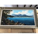 20th. C. CONTINENTAL SCHOOL FOUR COASTAL LANDSCAPES A LARGE OIL ON CANVAS AND THREE SMALLER OIL ON