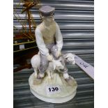 A COPENHAGEN PORCELAIN SHEPHERD.