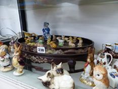 AND ORIENTAL. LACQUER AND INLAID SATND, VARIOUS WADE WHIMSIES AND BESWICK FIGURES ETC.