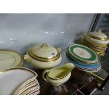 AN ADDERLEY PART DINNER GILT EDGED DINNER SERVICE TOGETHER WITH DECORATIVE PLATES