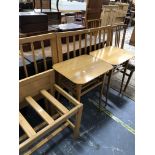 A 1970S OAK PART SINGLE BEDROOM SUITE, COMPRISING: DRESSING MIRROR, TWO CHAIRS, HEAD BOARDS TWO