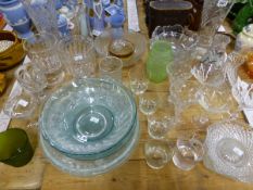 DRINKING GLASS WARE, GLASS VASES, BOWLS AND PLATES