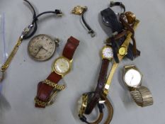 VARIOUS VINTAGE WATCHES SOME WITH GOLD CASED TO INCLUDE BUTEX, INGERSOLL, ROTARY, ETC TOGETHER