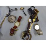 VARIOUS VINTAGE WATCHES SOME WITH GOLD CASED TO INCLUDE BUTEX, INGERSOLL, ROTARY, ETC TOGETHER