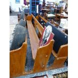 THREE LARGE PAINTED PINE PEWS.