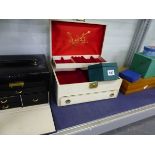 THREE JEWELLERY BOXES TOGETHER WITH OTHER DRESSING TABLE BOXES