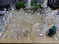 GLASSWARES, TO INCLUDE: STISOM GOBLETS AND OTHER DRINKING GLASS, CANDLESTICKS, BOWLS, CAKE STANDS,