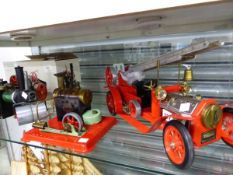 MAMOD LIVE STEAM: A STATIONARY STEAM ENGINE, A ROLLER AND A FIRE ENGINE