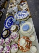 AYNSLEY AND OTHER TEA WARES, VARIOUS PLATTERS, FRENCH COVERED RAMEKINS AND SAUCERS, AN 18th C. DERBY